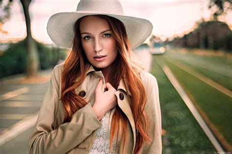 Sitting Black Stockings Hat Blonde Wavy Hair Women Millinery Model