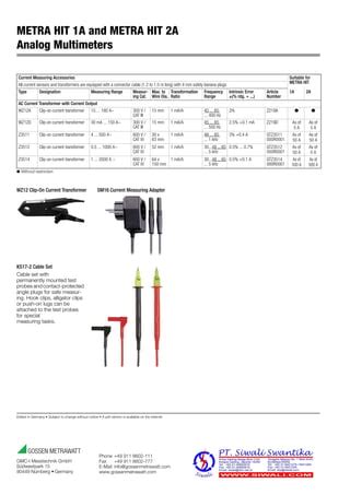 Data Teknis Gossen Metrawatt Analog Multimeter Metrahit A