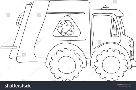 Garbage Truck Recycling Vector Coloring Page Stock Vector (Royalty Free ...