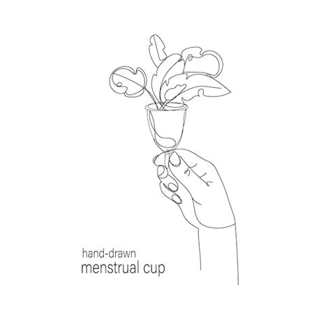 Premium Vector Woman39s Hand Hold Menstrual Cup With Flowers