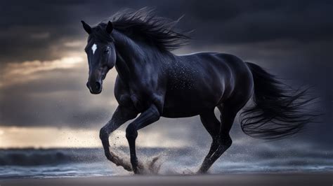 Black Horse 4K #2390j Wallpaper PC Desktop