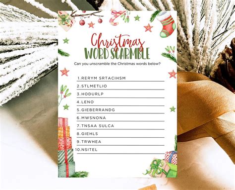 Christmas Word Scramble Game Template Printable Christmas Party Games