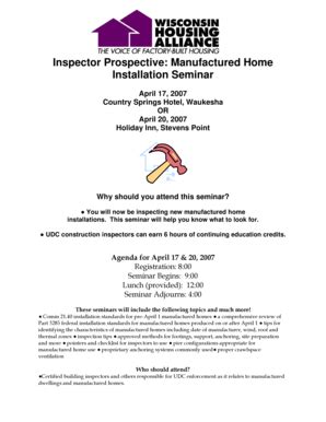 Fillable Online Housingalliance Inspector Prospective Manufactured