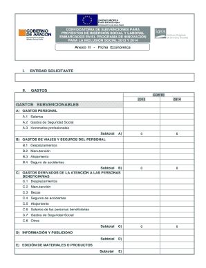 Fillable Online Iass Aragon V Anexo Ii Ficha Economica Iass