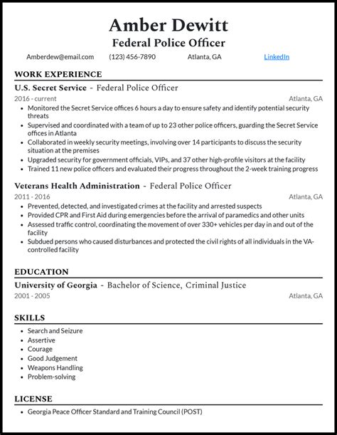 3 Federal Police Officer Resume Examples And Templates Edit Free