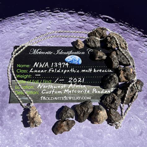 Lunar Meteorite Pendant Sterling NWA 13974 | moldavitejewelry.com ...