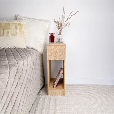 narrow stylish side table small nightstand  storage tall entryway