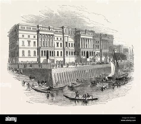 Custom House London England Engraving 19th Century Britain Uk