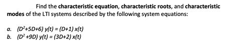 Solved Find The Characteristic Equation Characteristic