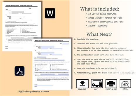 Rental Application Rejection Notice Edit In Word Or PDF Editable Or