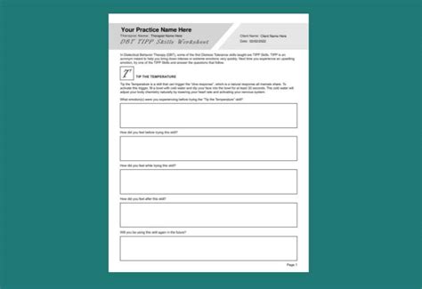 Dbt Tipp Skills Worksheet Pdf