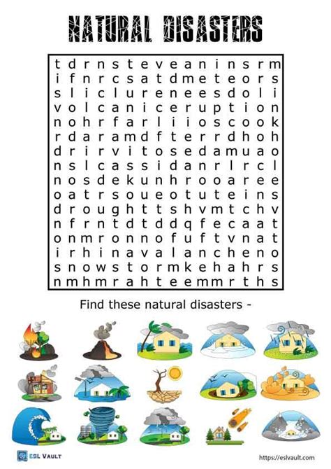 Free Natural Disasters Word Search Natural Disasters Activities