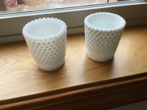 2 White Milk Glass Hobnail Votive Candle Holder Tea Light Vintage Antique Price Guide Details