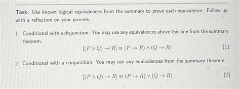 Solved Task Use Known Logical Equivalences From The Summary