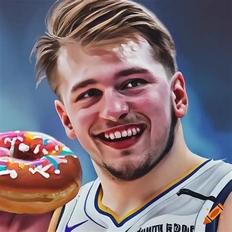 Luka Doncic Enjoying A Donut Feast On Craiyon