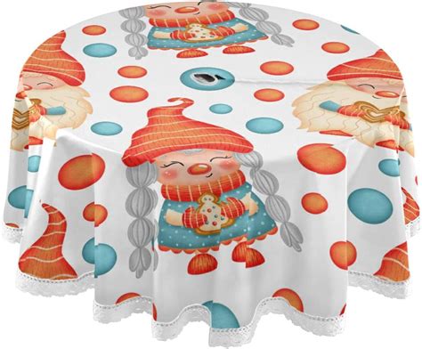 Dreamtimes Cute Cartoon Christmas Gnomes Round Tablecloth 60