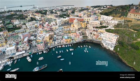 Marina Corricella The Fishing Village In Procida Italy Stock Photo