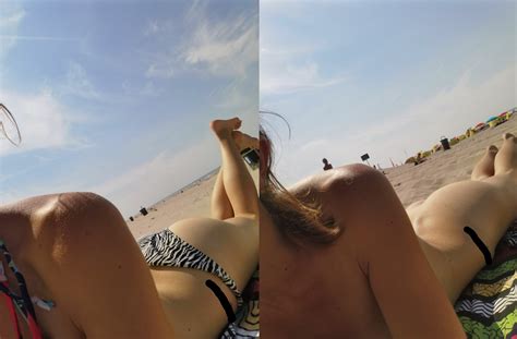 It was such a F un thrill to take off my bikini on the beach ðŸŠ Porn Pic