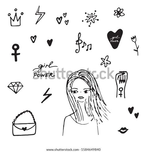 Big Set Symbols Girl Power Feminism Stock Vector (Royalty Free ...