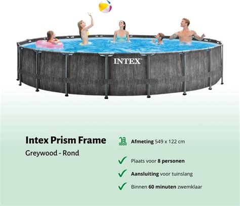 Intex Rond Prism Frame Greywood Zwembad 549 X 122 Cm Inclusief Pomp