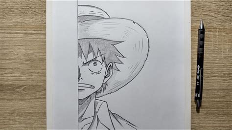 How To Draw Half Face Luffy One Piece Drawing Luffy For Beginners