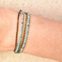 Bracelet ZAG Triple 2 Tours Perles Amazonite Apsala