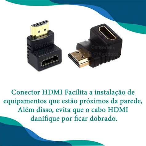 Kit Adaptador Curva Hdmi Em L Graus Macho X Femea Tv Mercado Livre