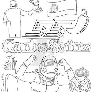 Carlos Sainz Formula 1 Colouring Sheet F1 Driver Coloring Etsy Canada