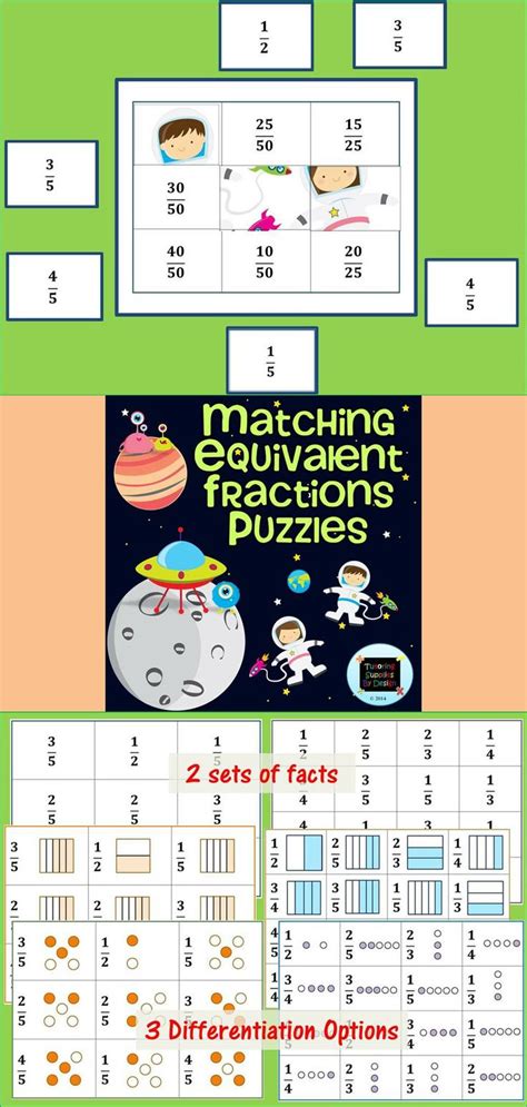 Equivalent Fractions Match Up Puzzles Worksheets Math