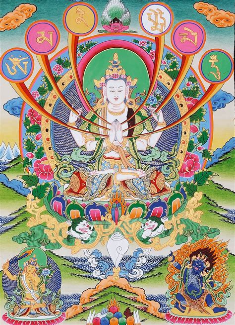 Chenrezig Four Armed Avalokiteshvara Tibetan Buddhist Deity