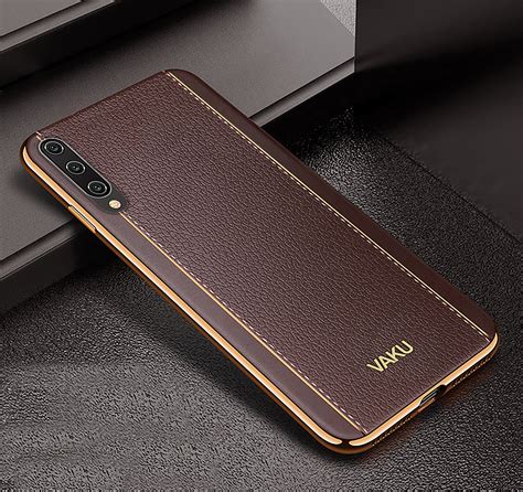 Vaku Xiaomi Mi A Vertical Leather Stitched Gold Electroplated Soft