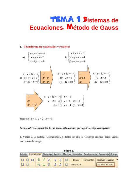 Pdf Tema Sistemas De Ecuaciones M Todo De Gausseues Ugr Es Wiris