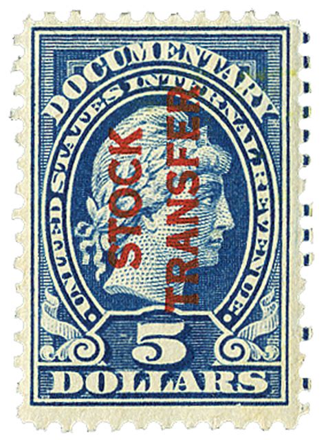 Rd16 1918 22 5 Stock Transfer Stamp Dark Blue Vertical Overprint