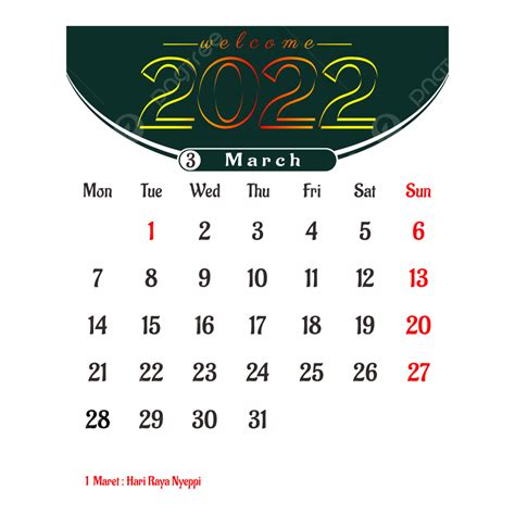 Gambar Kalender Maret 2022 Maret 2022 Png Desain Keren Kalender March