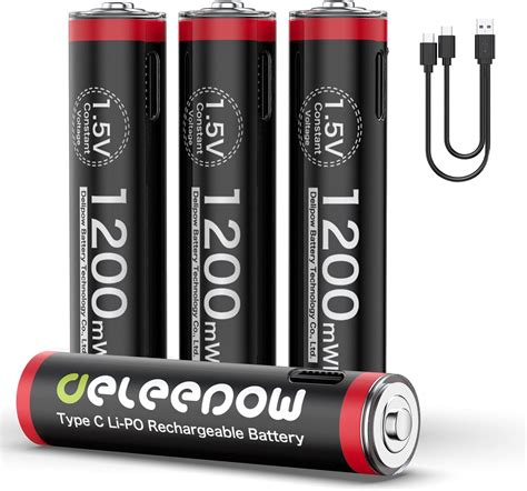 Amazon Deleepow USB Rechargeable AAA Batteries 4 Pack USB C