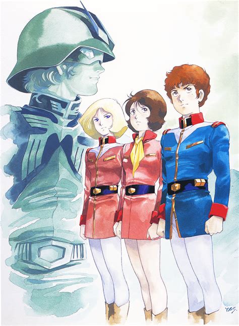 Char Aznable Amuro Ray Sayla Mass And Fraw Bow Gundam And 1 More Drawn By Yasuhiko