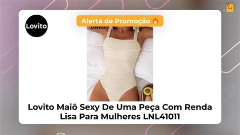 OFERTA CUPOM 2024 Lovito Maiô Sexy De Uma Peça Renda Lisa Para