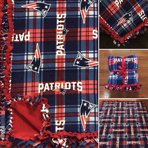 LARGE PATRIOTS NFL Handmade Fleece Tie Blanket 55x65 New England ...