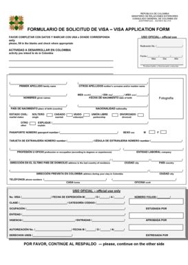 Fillable Online Formulario De Solicitud De Visa Visa Application Form