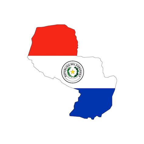 Paraguay Mapa Silueta Con Bandera Sobre Fondo Blanco Vector Premium