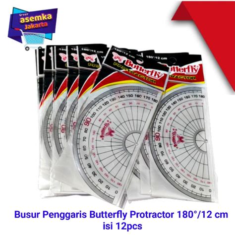 Jual Penggaris Butterfly Protractor 180 12cm Dan 10cm Isi 12 Pcs