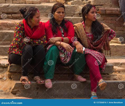 Three Women In Kathmandu Editorial Photo Image Of Steps 137356816