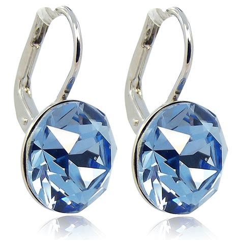 Ohrringe Mit Kristalle Von Swarovski Silber Hellblau Nobel Schmuck