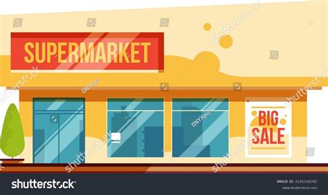 Supermarket Facade Cartoon Style Urban Store Stock Vector Royalty Free