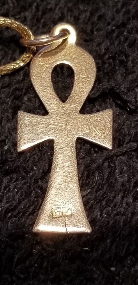 Ankh Key Of Life Pendant 14k Egyptian Gold Marked Signed And 750