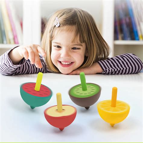 1pc Cartoon Fruits Rotating Wooden Spinning Top Traditional Wooden Kids