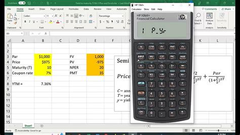 Ytm On Hp 10bii Plus Calculator Youtube