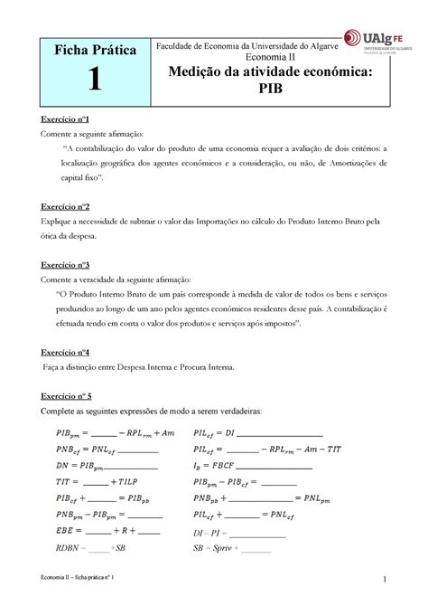 Ficha 1 Economia Ii Ualg Studocu