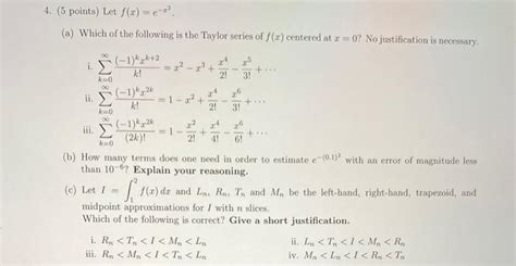 Solved 5 Points Let F X E−x2 A Which Of The Following