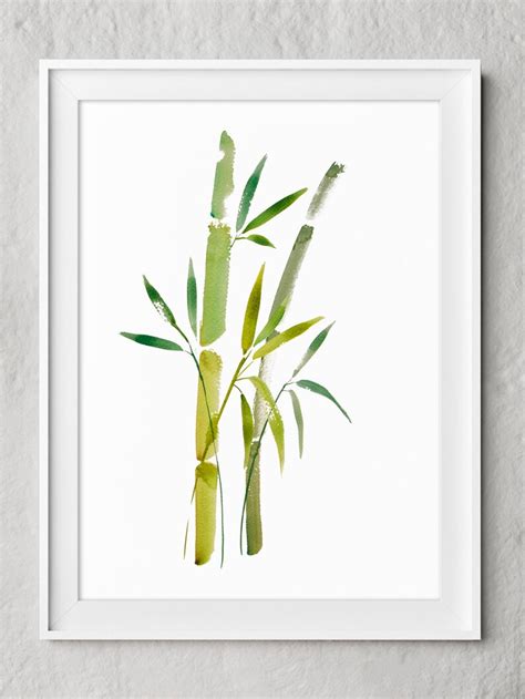 Bamboo Painting Set Of 2 Plant Prints Watercolor Plants Etsy